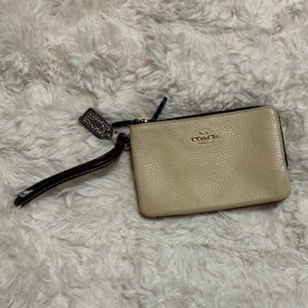 Coach Double Zip Leather Zip Wristlet- NWT
